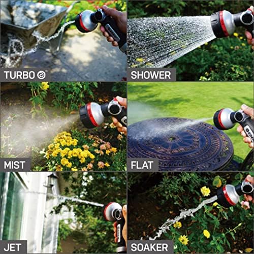 Eden Metal 6-Pattern Hose Nozzle: Thumb Operated, Heavy-Duty Aluminum Core - Image 2
