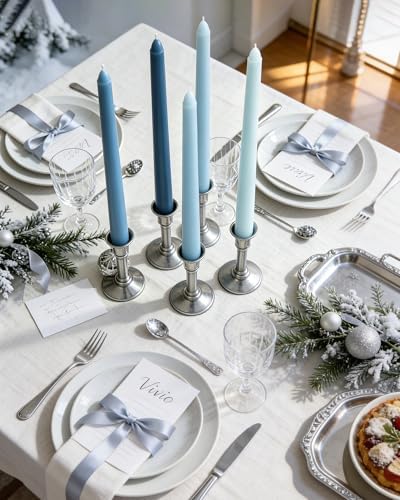 Viyffo 12 Inch Taper Candles, 12 Pack Blue-Unscented, Dripless Design– Long Tall Tapered Candlesticks for Wedding, Dinner, Holiday, Party, Home Decor Natural Color Series - Image 5