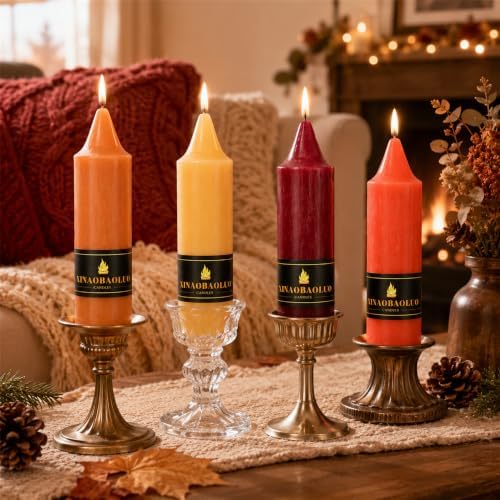 5 Inch Short Taper Candles Unscented 4 Pack Autumn Harvest Thanksgiving - Image 5