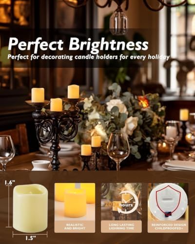 Homemory 24 Pack Ivory Flameless Flickering LED Votive Tealights Candles - Image 3