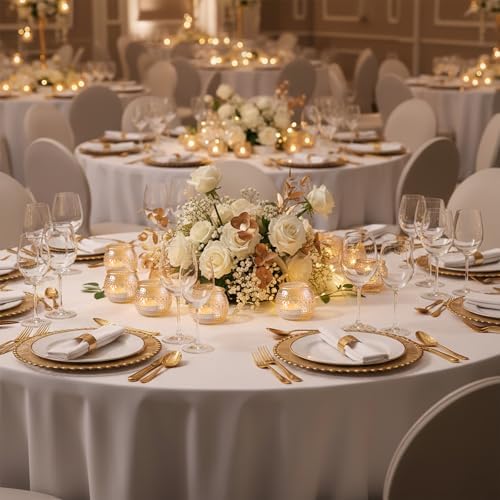 16Pcs Gold Votive Candle Holders | Polka Dot Round Glass | Wedding Decor - Image 2