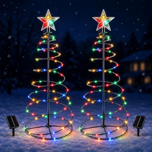 2 Pack 29 In Spiral Solar Christmas Tree Lights Outdoor Decoration by Unknown