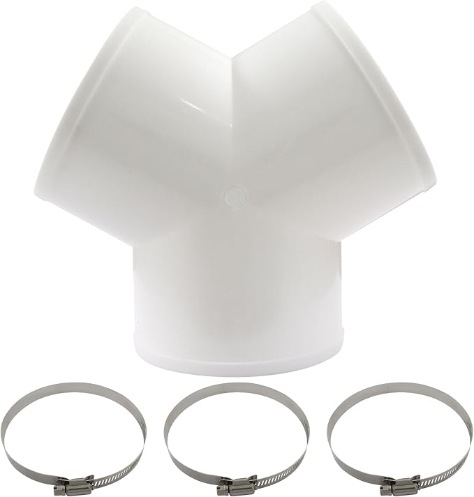 4 Inch 3-Way Duct Splitter | Y Shape Connector, Includes 3 Hose Clamps, Exhaust Fan Hose, For Dryer Vent/Household
