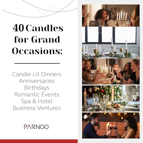 PARNOO 8" White Unscented Tapered Candles, 40 Pcs 7-Hour Long Burn Time, Dripless & No Soot - Hand-Dipped Tall Candles for Weddings, Dinners, Parties, & Special Occasions - Image 3
