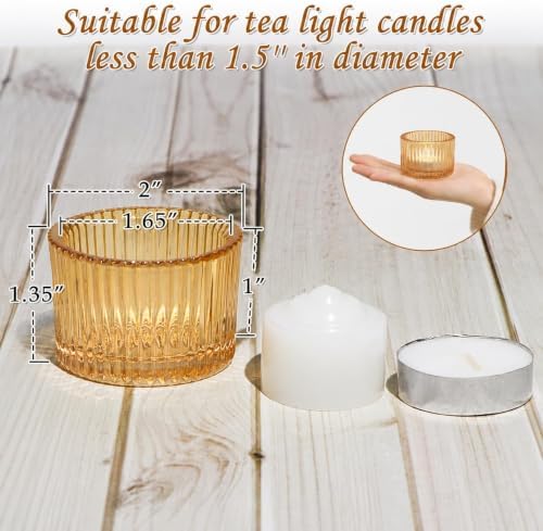 Lanttu 12 Pcs Gold Tealight Candle Holder 2'' x 1.4'' - Image 2