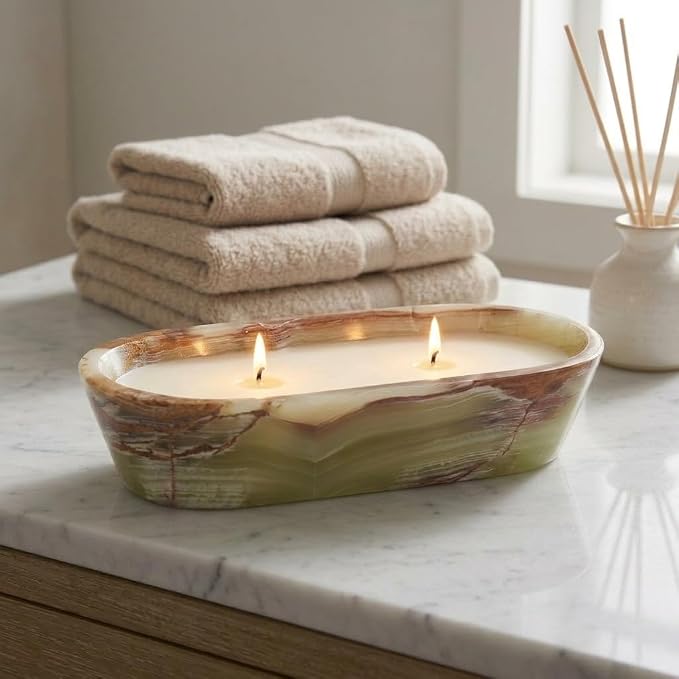 Radicaln Marble Dough Bowl 10" Inches Green Onyx Handmade Decorative Bowl For Home Décor, Ideal Marble Bowl For Keys Entryway Table, Modern Candy Bowl