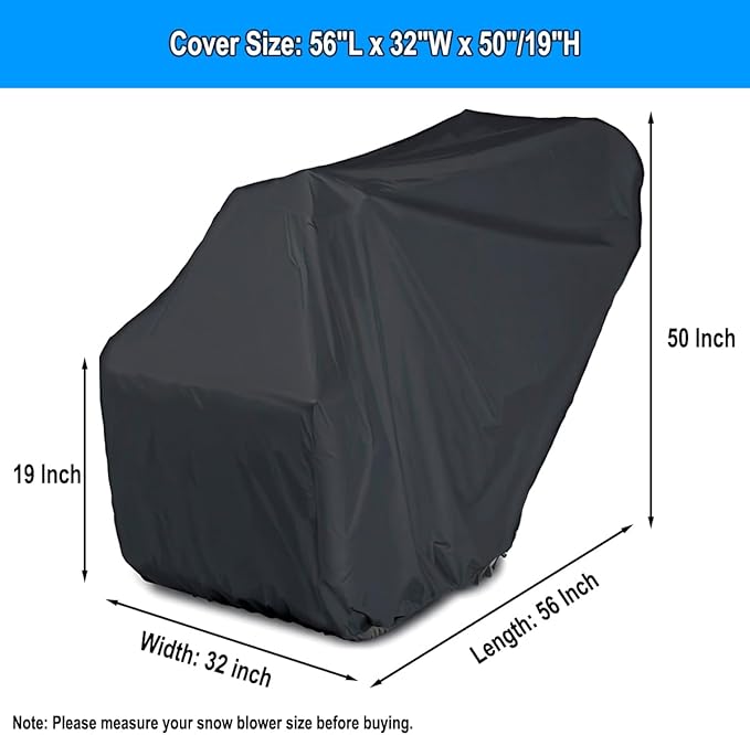 Snow Blower Cover - Waterproof Heavy Duty Windproof Outdoor Covers, Universal Fit for Toro, Honda, Ryobi, Ariens, Troy Bilt, Snow Joe (Black,600D)