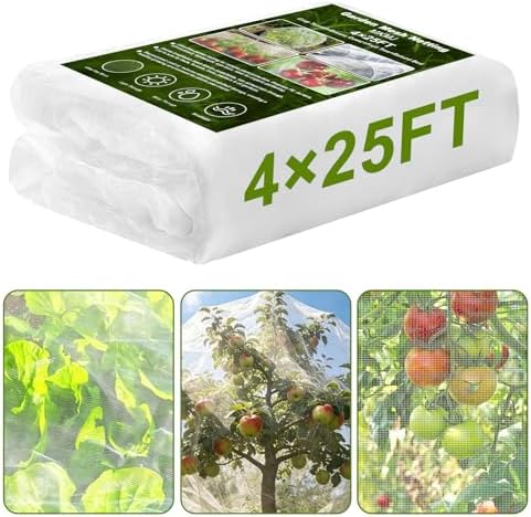 4×25 FT Garden Netting, Ultra Fine Mesh Pest Barrier, Plant Covers Row Cover for Vegetables Fruits Flowers, Greenhouse Raised Bed Screen Protect Plants from Birds Bugs by Unknown