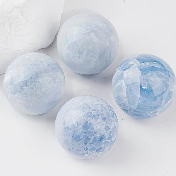 1.6-2 inch Natural Celestite Crystal Ball with Stand, Polished Crystal Sphere