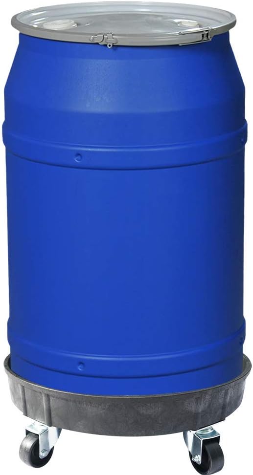 ELAFROS 30 Gallon and 55 Gallon Heavy Duty Plastic Drum Dolly – Durable Plastic Drum Cart 900 lb. Capacity- Barrel Dolly with 5 Swivel Casters Wheel,Black