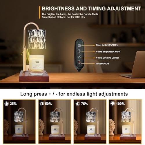 TOACSUCP Candle Warmer Lamp with 3 Bulbs, Adjustable Height Dimmable Candle Warmer with Timer, Compatible with Large Jar Candles, Candle Lamp with Charming Gift Box Ribbon for Her/Him - Image 3