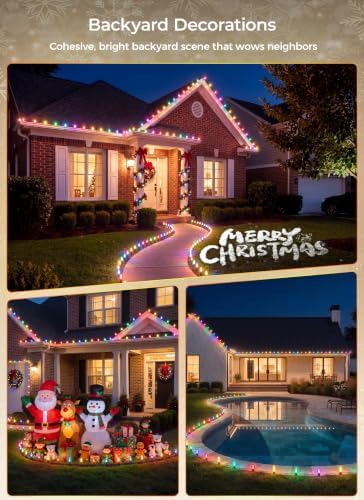 C9 LED Christmas Pathway Lights, 2 Sets Total 51.4 Ft Christmas Path Light with 40 Bulbs and Stakes, Connectable Waterproof String Lights for Walkway Driveway Lawn Outdoor Decorations, Multicolor - Image 6