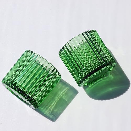 VOHO Large Green Votive Candle Holder 2.75'' x 2.56'' Set of 6 for Holiday - Image 3