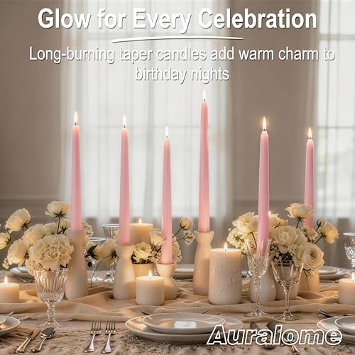 Pink Taper Candles 10-Inch - Pink Candlesticks 12 Pack Dripless Tapered Candle Unscented Tall Smokeless Long Burning Candle Sticks Paraffin Wax for Weddings Valentine’s Day Dinner - Image 5