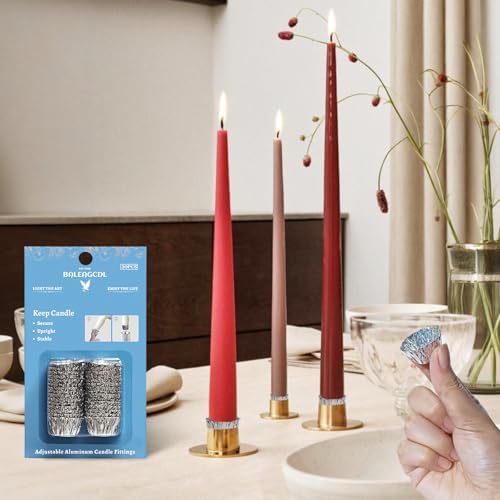 Taper Candle Fittings Protective Candle Holder Liner for Upright Candles Aluminum Foil Candle Holder for Wedding Holiday Party Church Home Decoration 30x - Image 5