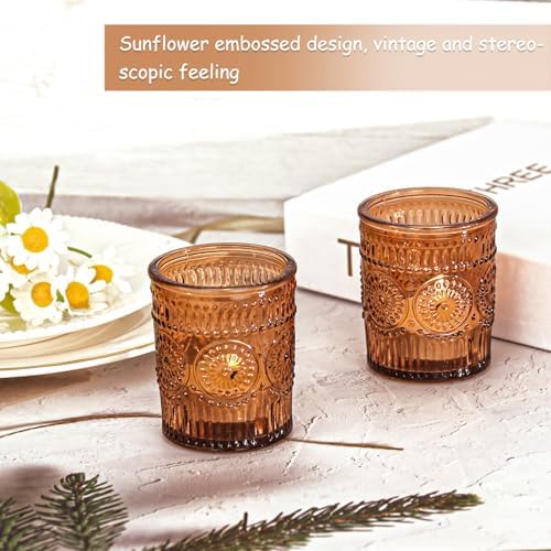 12 Pcs Amber Glass Votive Candle Holders, Tealight Candle Holders for Table Centerpieces, Vintage Candle Holder Bulk, Boho Wedding, Home, Bridal Shower, Birthday Party Table Decor (Amber) - Image 6