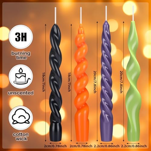 Nuanchu 4 Pcs Twisted Taper Candles,7.87 Inch,Pure,Halloween Purple - Image 2