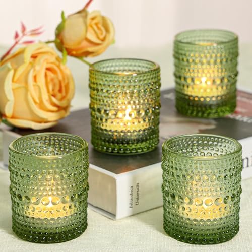 SUPMIND 24pcs Votive Candle Holders, Green Glass TeaLights Holder Bulk - Image 3