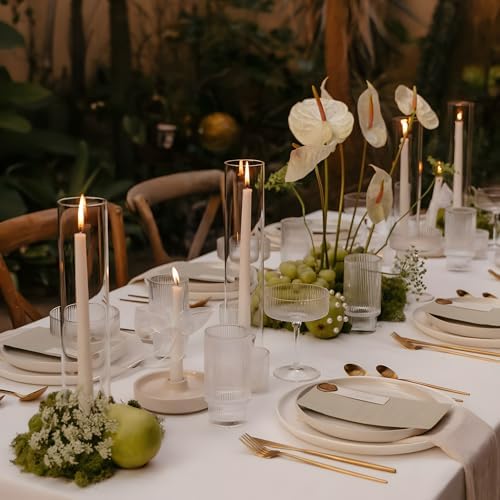 Hurricane Candle Holder Thickened Cylinder Covers Short Taper Candle Sticks Holder 2.5" D × 11" H Glass Tall Candlesticks Holders Centerpiece for Wedding Dining Table, 10 Pcs - Image 6