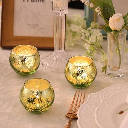Green Mercury Glass Votive Candle Holders Set of 12 - Image 5