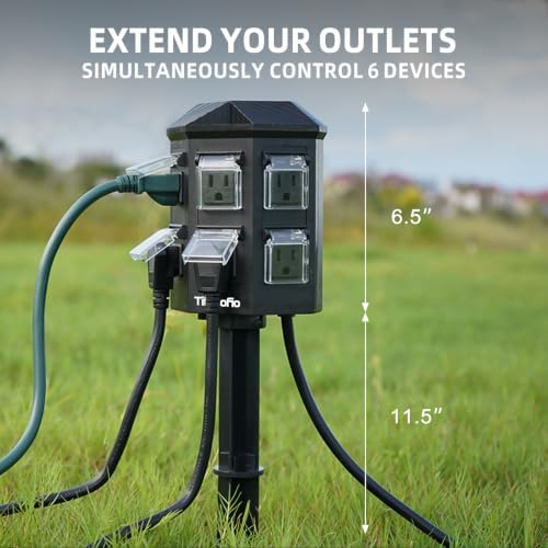 Outdoor Power Strip with 60FT Extension Cord, 100FT Remote Control, Dusk to Dawn Light Timer Waterproof, 6 Grounded Outlets for Christmas Decorations, ETL Listed - Image 5