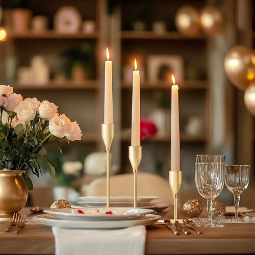 Gold Candlestick Holders, Metal Taper Candle Holders, Bulk Set of 27 - Image 5
