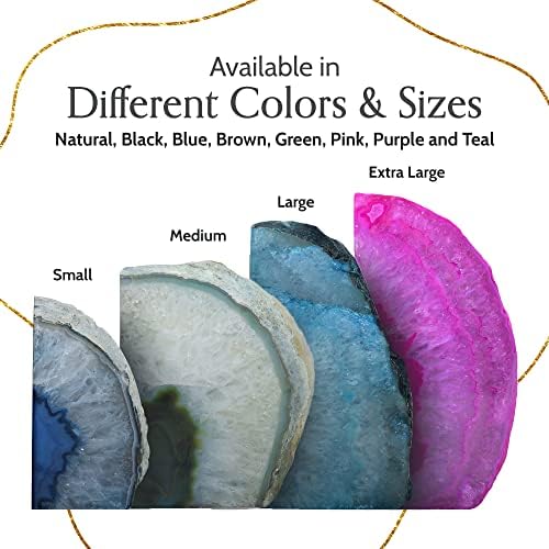 Nature's Decorations Blue Agate Bookends - A-Quality XL Heavy Duty Geode, Navy & Royal Blue Statement Decor, Crystal Gift, 1 Pair (6-8 lbs)