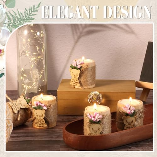 Treela 12 Pcs Wooden Tealight Candle Holders Baby Shower Party Favors for Guests Gender Reveal Bridal Shower Baptism Christening Thank You Gifts Decorative for Table Centerpiece(Light Pink) - Image 5
