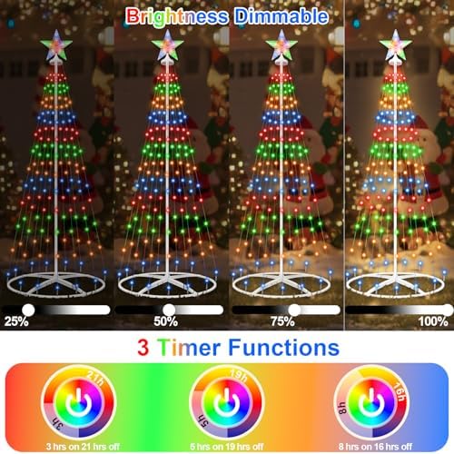Outdoor Solar Christmas Tree Lights, 4FT Lighted Artificial Cone Tree - Image 4