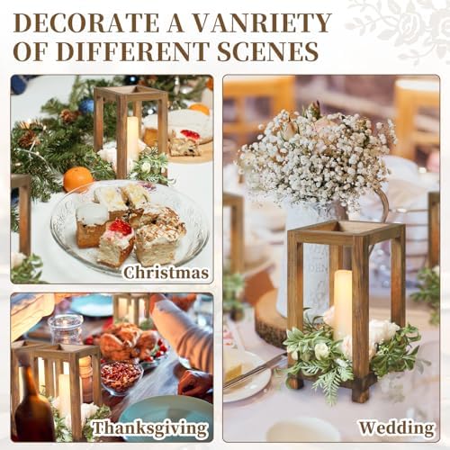 12Pcs Wooden Lanterns Wedding Centerpiece for Decorative, Rustic Candle Holder Decorative for Wedding Party, Flameless Candle Lantern for Valentine Wedding Table Decor - Image 4