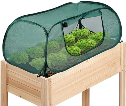 Garden Bed Cover, Mesh Netting Tent, Crop Cage for Raised Bed,- 30% Sunblock Shade Cloth with Metal Anchoring Spikes - Protects Plants Against Birds and Small Animals - 45"x22"x16"(H) by SUMGROW
