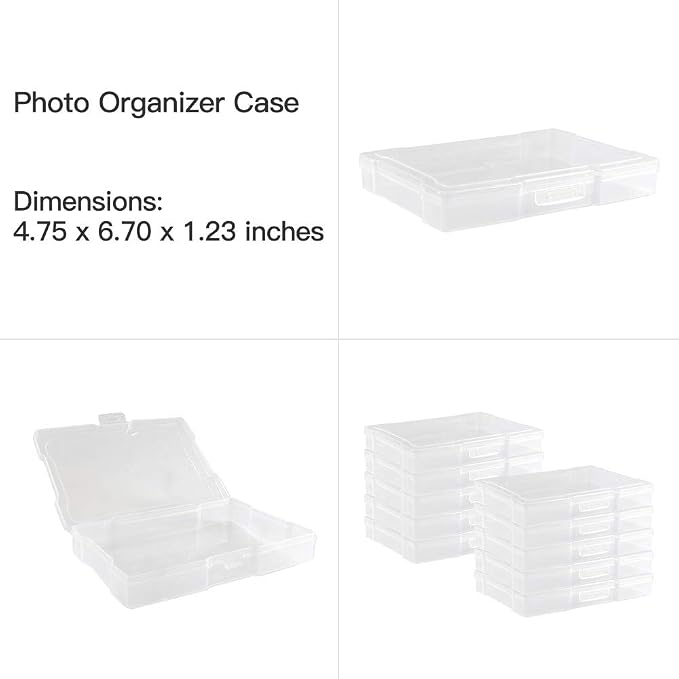 novelinks Photo Storage Box and 16 Inner 4" x 6" Photo Storage Containers | 1Pack Clear, Photo Albums 4x6 Pictures, Photo Organizers and Storage, Card Game Storage, Task Boxes for Special Education