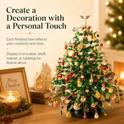 2027Upgraded DIY Beaded Christmas Tree Kit,Handmade Mini Desk Xmas Bead Art - Image 2