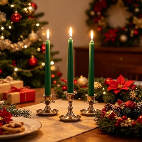 Hunter Green Taper Candles for Home Decoration, 20 Pack 10 Inch Unscented Dripless Candlesticks for Dinner Party Wedding - Image 4