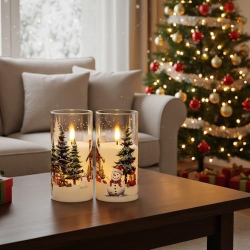 Christmas LED Glass Flameless Candles Battery Operated with Remote Timer - Image 6