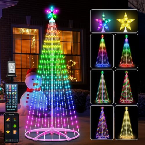 8FT Outdoor Christmas Cone Tree Lights, 388 LED Christmas Tree LightShow by Forlivese