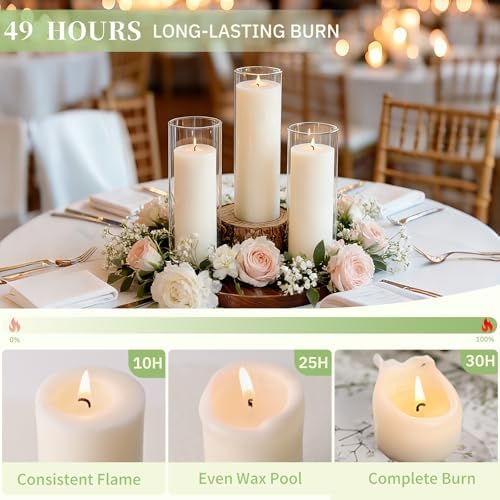 White Unscented Soy Pillar Candles,Non-Toxic 2x6 Inch Candle,50 H,6 Pack - Image 5