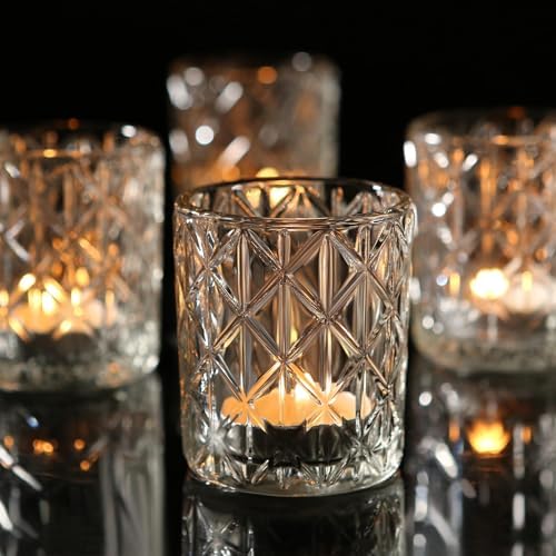 72 Pack Votive Candle Holders, Vintage Glass Clear Candle Holder for Table by Uniteland