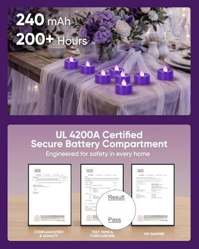 Homemory 24-Pack Purple Flameless Battery Tealight Candles, 200+ Hours - Image 3