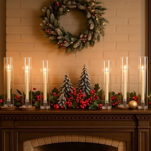 Hurricane Candle Holder Thickened Cylinder Covers 10 Pcs Taper Candle Sticks Holder Glass Tall Candlesticks Holders Centerpiece for Wedding Dining Table - Image 2
