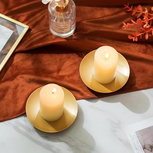 Iron Pillar Candle Holder: 4.25" Gold Candle Tray and Plate - Image 4