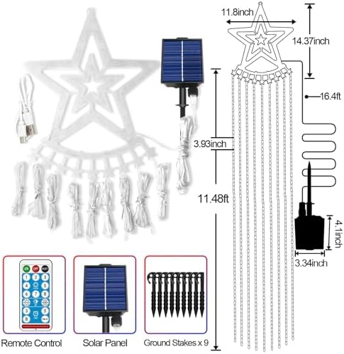 Christmas Solar Decorations Star Lights Outdoor, 11.48ft 350LED, Multicolor - Image 2