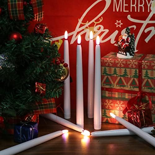 Wondise Flickering Flameless Taper Candles with Remote and Timer, 11 Inch Battery Operated White Real Wax 3D Flame LED Window Candles, Set of 8(D 0.8 inch x H 11 inch, 2 Remote Controls) - Image 4