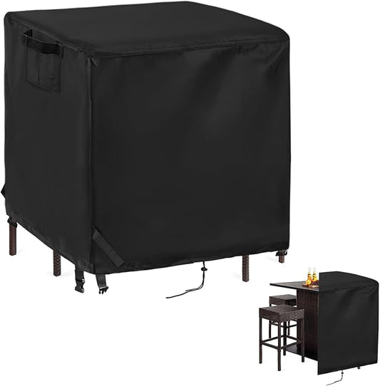 59 In Patio Bar Height Table Cover Square for 5 Piece Outdoor Furniture Set | 59x59x38,Waterproof Dustproof Heavy Duty Oxford Fabric,for High Bar Table and 4 Stools/ Bistro Set Multi Pieces