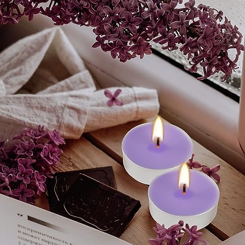 Purple Lavender Scented Tealight Candles - Giant 100 Pack Candles -Smokeless, 4 Hour Burn - Gift Set for Valentine's Day, Christmas, Weddings Centerpiece & Home Decor - Image 5