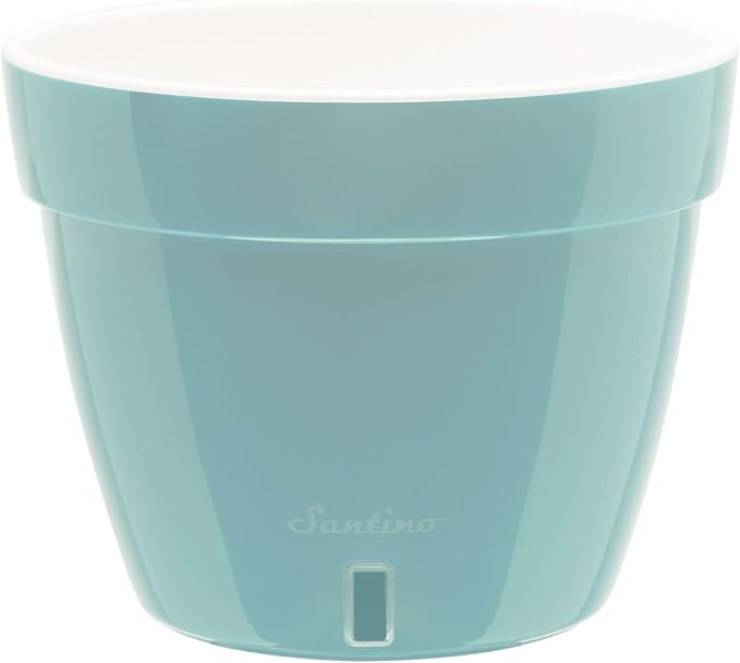 DECOPOTS - 3 Pack - Self Watering Planter - Modern Flower Pot with Water Level Indicator for All House Plants, Flowers, Herbs - Height 8.3 inches (Diameter 10.6", Menthol - White)