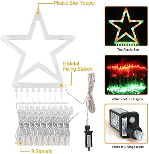 Outdoor Christmas Decorations Star String Lights, 320 LED 11.5 ft Waterfall Tree Lights with 8 Lighting Modes Christmas Star Lights for Indoor Outdoor Yard Home Festival Party Xmas New Year Decor - Image 4