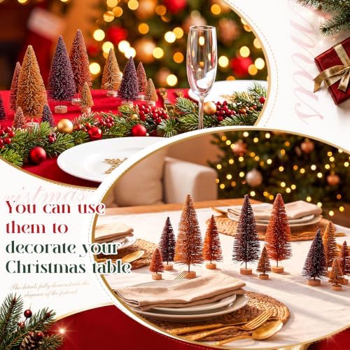 SATINIOR 60 Pcs Autumn Bottle Brush Trees Mini Christmas Sisal Trees - Image 6
