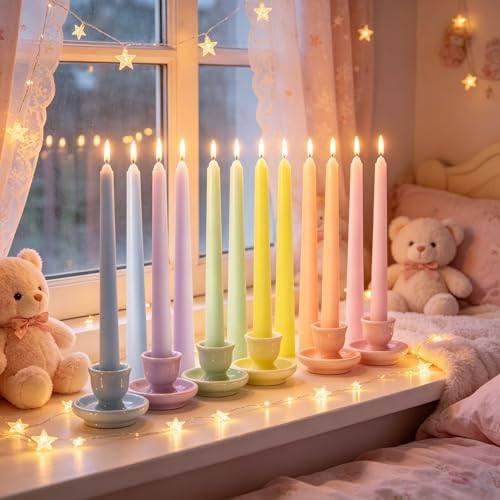 Pastel Unscented Taper Candles for Spring Easter Home Table Decor - Image 2