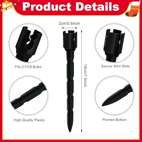 120 Pcs 5 Inch Christmas Light Stakes, Black - Image 2